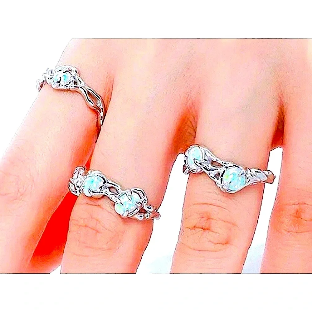 Opal Ring, Adjustable Ring, 925 Silver‎ Statement Ring, Women